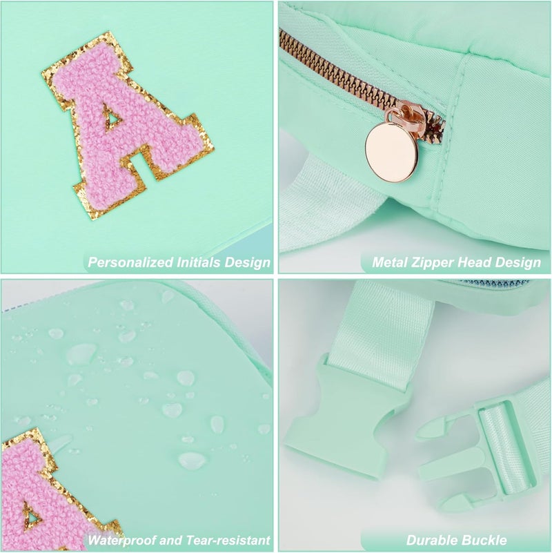 Uygafly Belt Bag Fanny Pack Crossbody Bags with Initials Letter Patch Cute Stuff Birthday Gifts for Teenager Girls Trendy Stuff for Teens | Light Green,A - Image 4